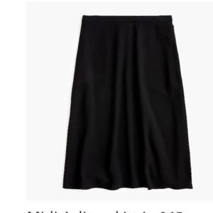 NWT J.Crew Black Midi A-Line Skirt in Crepe